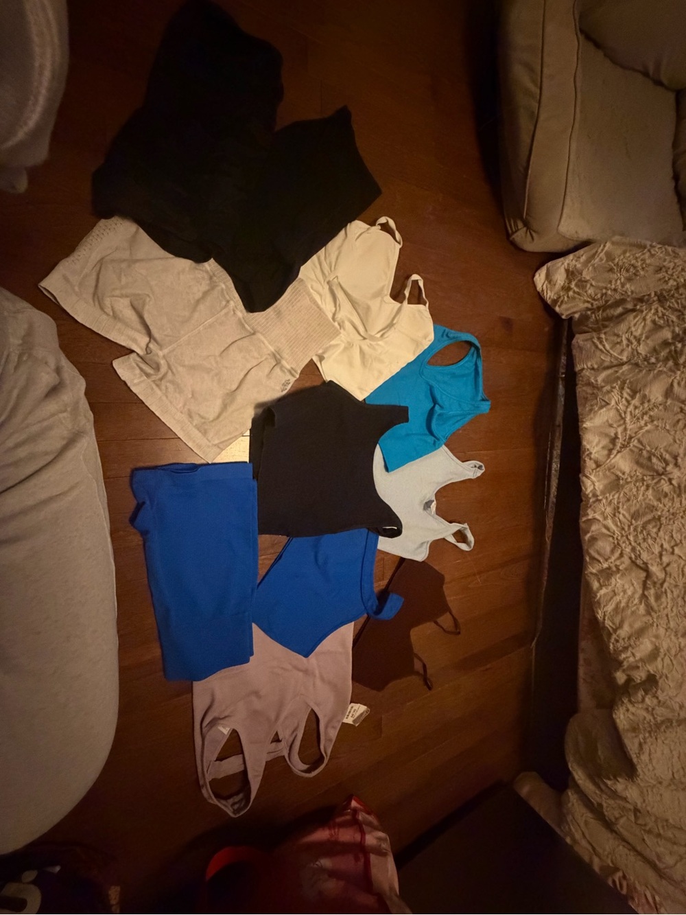 Bundle of athletic tank tops and biker shorts, white pair is free people
